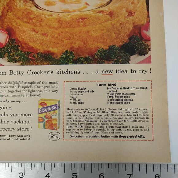 1958 Star-Kist Tuna Ad Bisquick Ring Recipe Betty Crocker MCM Print Ad Ephemera - Picture 8 of 9